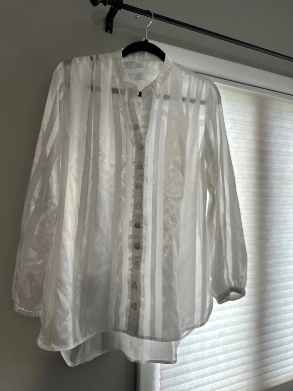 Lightweight White Sheer Stripe Shirt Jacket